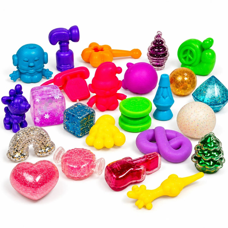 The Teenie NeeDoh squish toys from inside the NeeDoh Advent Calendar
